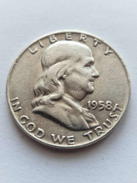 USA 1/2 Dollara Franklin 1958 r