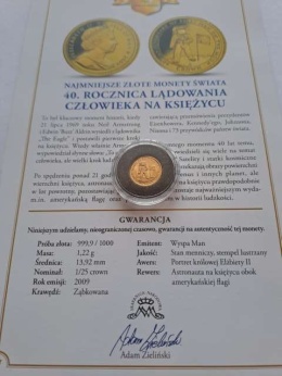 Wyspy Man 1/25 crown Człowiek na Księżycu 2009 r