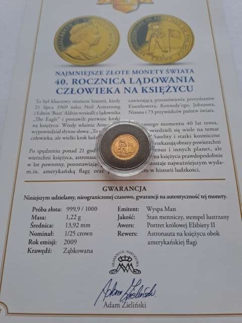 Wyspy Man 1/25 crown Człowiek na Księżycu 2009 r
