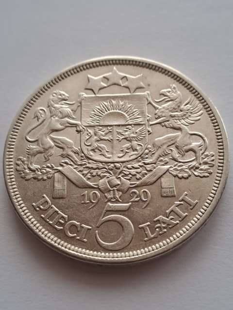 Łotwa 5 Łatów 1929 r