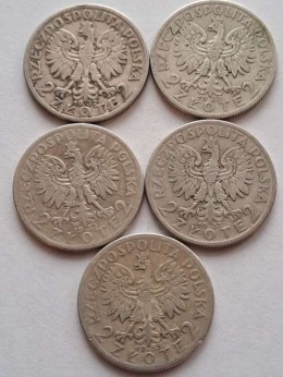 2 zł Głowa Kobiety zestaw 5 szt 1932-33 r