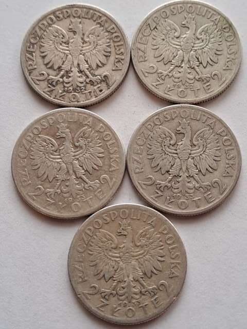 2 zł Głowa Kobiety zestaw 5 szt 1932-33 r