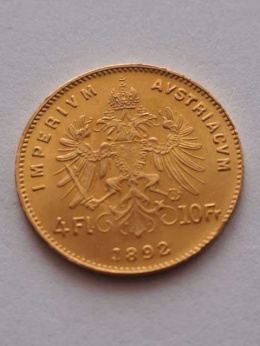 Austria 4 floreny / 10 franków 1892 r nowe bicie