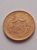 Belgia 20 Franków Leopold II 1882 r