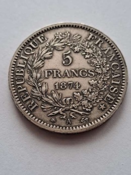 Francja 5 Franków Herkules 1874 r