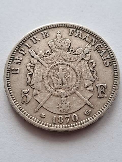 Francja 5 Franków Napoleon III 1870 r