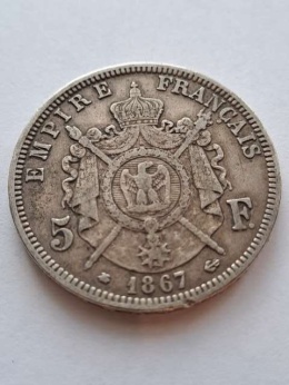 Francja 5 Franków Napoleon III 1867 r