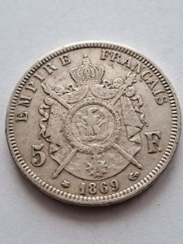 Francja 5 Franków Napoleon III 1869 r