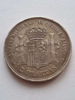 Hiszpania 5 Pesetas Amadeo I 1871 r