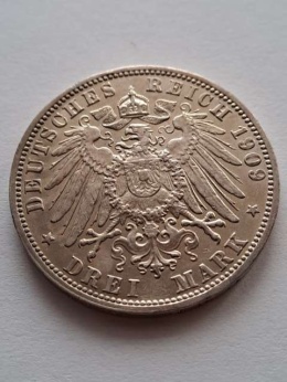 Niemcy 3 Marki Badenia 1909 r