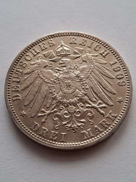Niemcy 3 Marki Badenia 1909 r