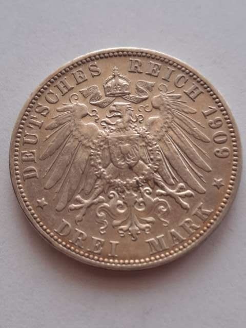 Niemcy 3 Marki Wirtembergia 1909 r