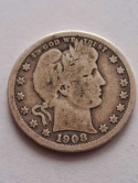 USA 1/4 Dollara Barber 1908 r D