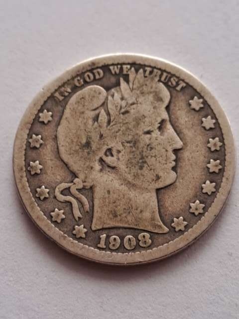 USA 1/4 Dollara Barber 1908 r D