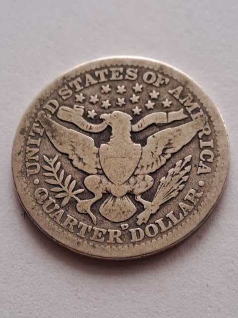 USA 1/4 Dollara Barber 1908 r D