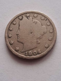 USA 5 Centów Liberty 1904 r