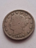 USA 5 Centów Liberty 1908 r