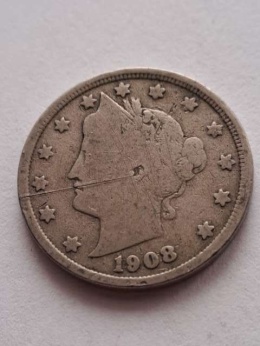 USA 5 Centów Liberty 1908 r