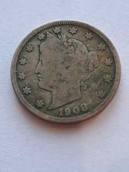 USA 5 Centów Liberty 1908 r