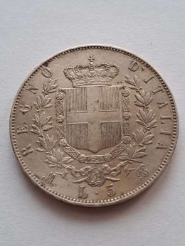 Włochy 5 Lir Emanuel ll 1873 r
