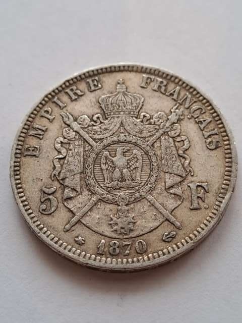 Francja 5 Franków Napoleon III 1870 r