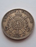 Francja 5 Franków Napoleon III 1867 r