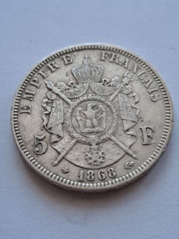 Francja 5 Franków Napoleon III 1868 r