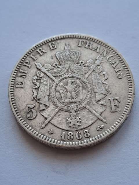 Francja 5 Franków Napoleon III 1868 r