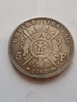 Francja 5 Franków Napoleon III 1868 r
