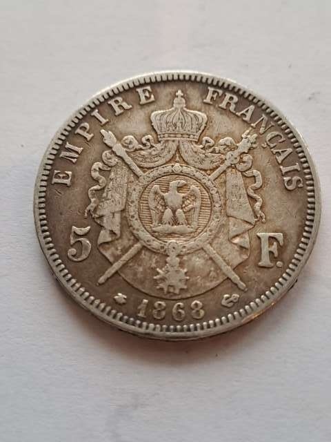Francja 5 Franków Napoleon III 1868 r