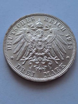 Niemcy 3 Marki Saksonia 1913 r