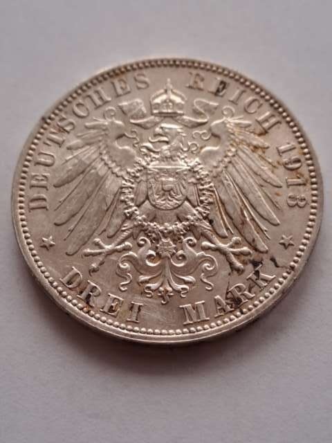 Niemcy 3 Marki Saksonia 1913 r