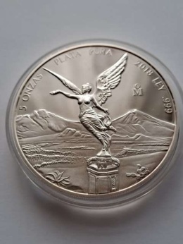 Meksyk 5 Onzas Plata Pura 2018 proof