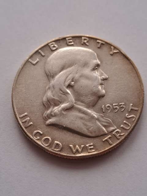 USA 1/2 Dollara Franklin 1953 r