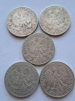 zł Głowa Kobiety 1933 r 5 szt