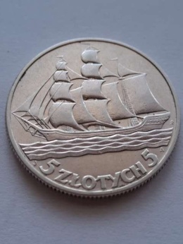 5 zł Żaglowiec 1936 r