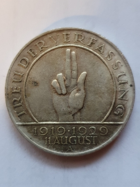 Niemcy 3 marki Konstytucja 1929 rok litera A