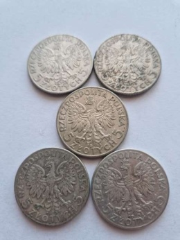 5 zł Głowa Kobiety 1933-34 r 5 szt