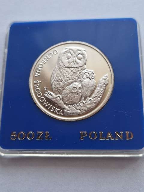 500 zł Ochrona Środowiska - Sowa z Młodymi 1986 r