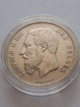 Belgia 5 Franków Leopold II 1869 r