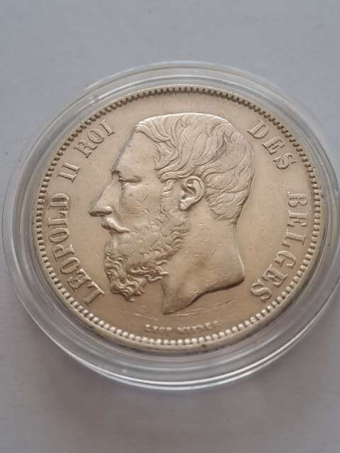 Belgia 5 Franków Leopold II 1873 r