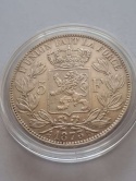 Belgia 5 Franków Leopold II 1873 r