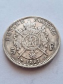 Francja 5 Franków Napoleon III 1867 r