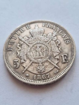 Francja 5 Franków Napoleon III 1867 r