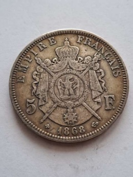Francja 5 Franków Napoleon III 1868 r