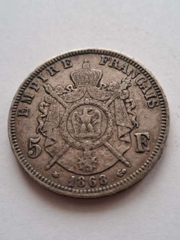 Francja 5 Franków Napoleon III 1868 r