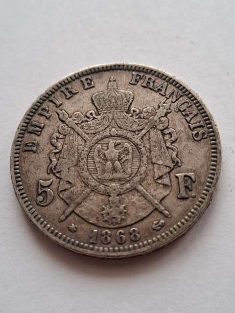 Francja 5 Franków Napoleon III 1868 r