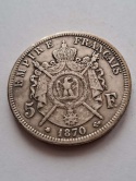Francja 5 Franków Napoleon III 1870 r