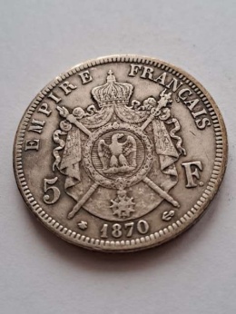 Francja 5 Franków Napoleon III 1870 r