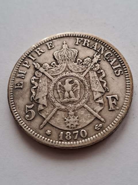 Francja 5 Franków Napoleon III 1870 r